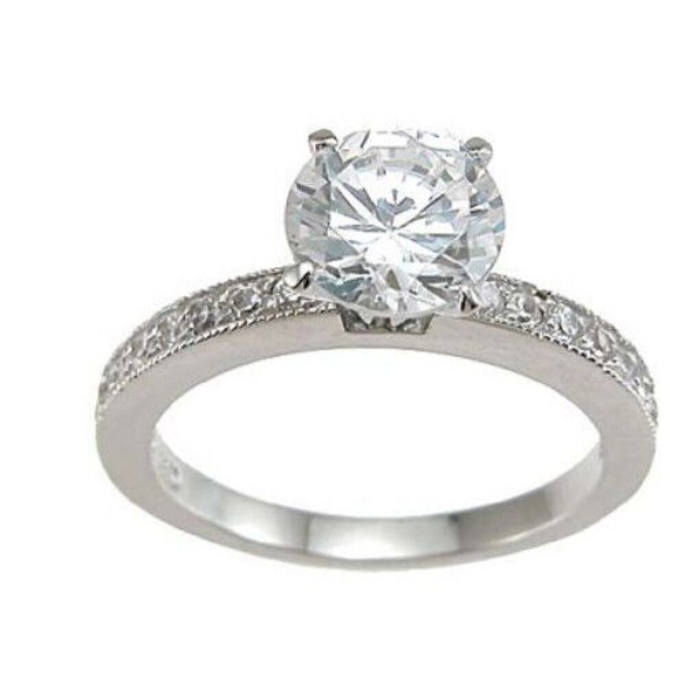 Womens Bridal 1.0 Ct 925 Sterling Silver Cubic Zirconia Promise Ring